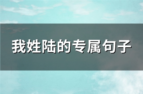 我姓陆的专属句子(汇总218句)